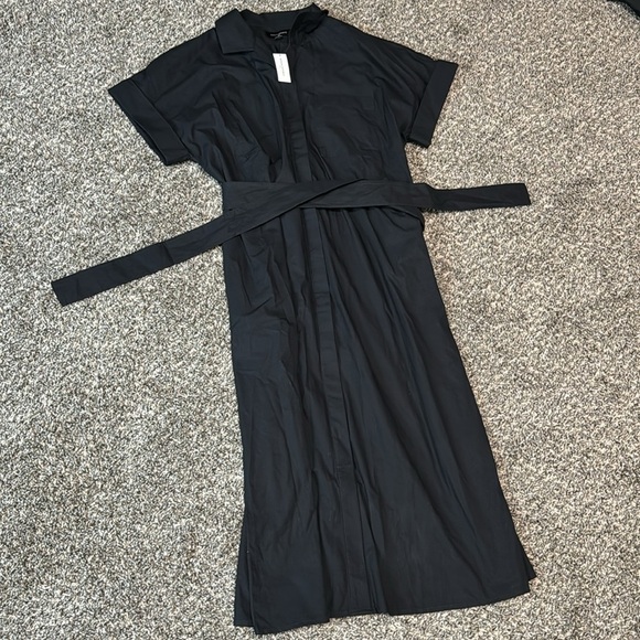 NWT! Banana Republic Black TIE-WAIST MIDI POPLIN SHIRTDRESS - Picture 6 of 11